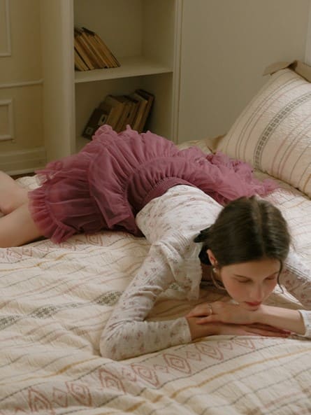 Deep Color Tiered Mini Skirt