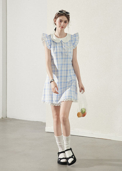 Baby Blue Gingham Ruffle Dress