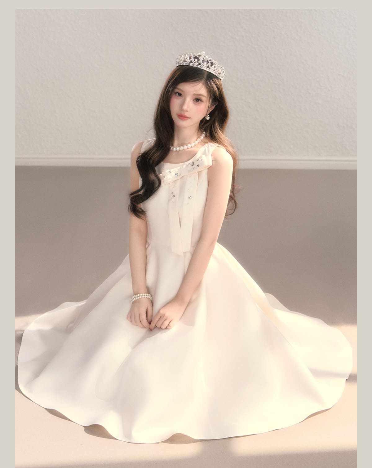 Elegant Jewel Ribbon Flare Dress