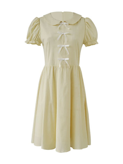 Lemon Charm Ribbon Yellow Dress
