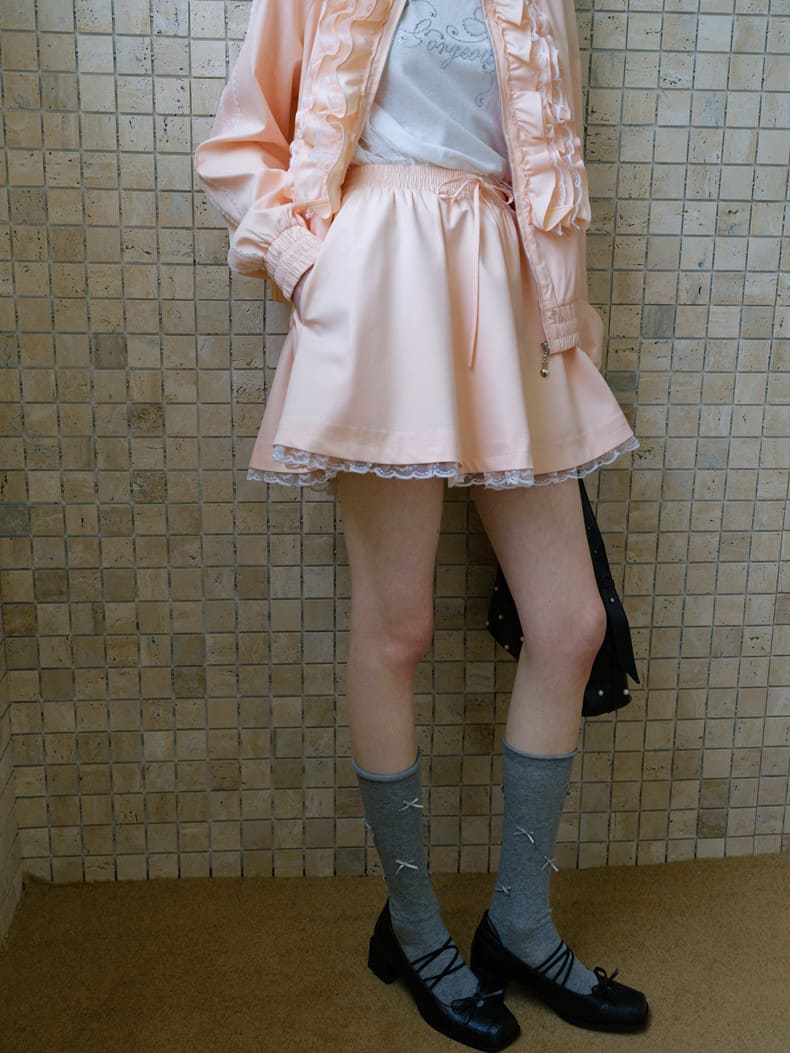 Elegant Frill Zip Blouson / Skirt