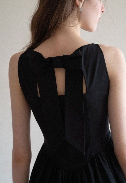 Elegant Back Ribbon Fit & Flare Mini Dress