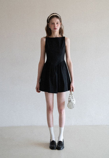 Elegant Back Ribbon Fit & Flare Mini Dress