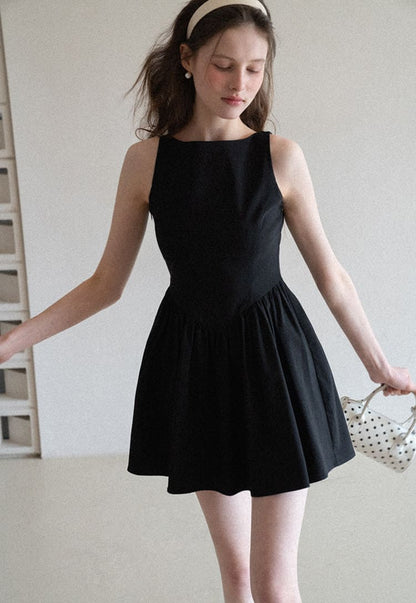 Elegant Back Ribbon Fit & Flare Mini Dress