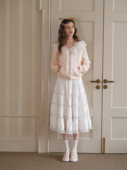 Romantic Frill Collar Zip-Up Blouson