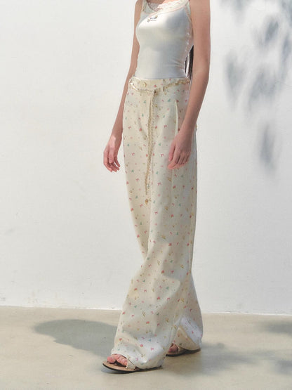 Rosy Lace Flower Coast Pants