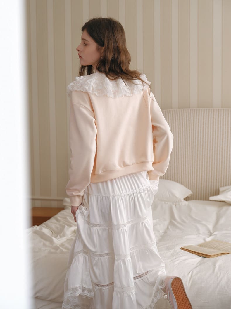 Romantic Frill Collar Zip-Up Blouson