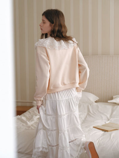 Romantic Frill Collar Zip-Up Blouson