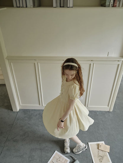Lemon Charm Ribbon Yellow Dress
