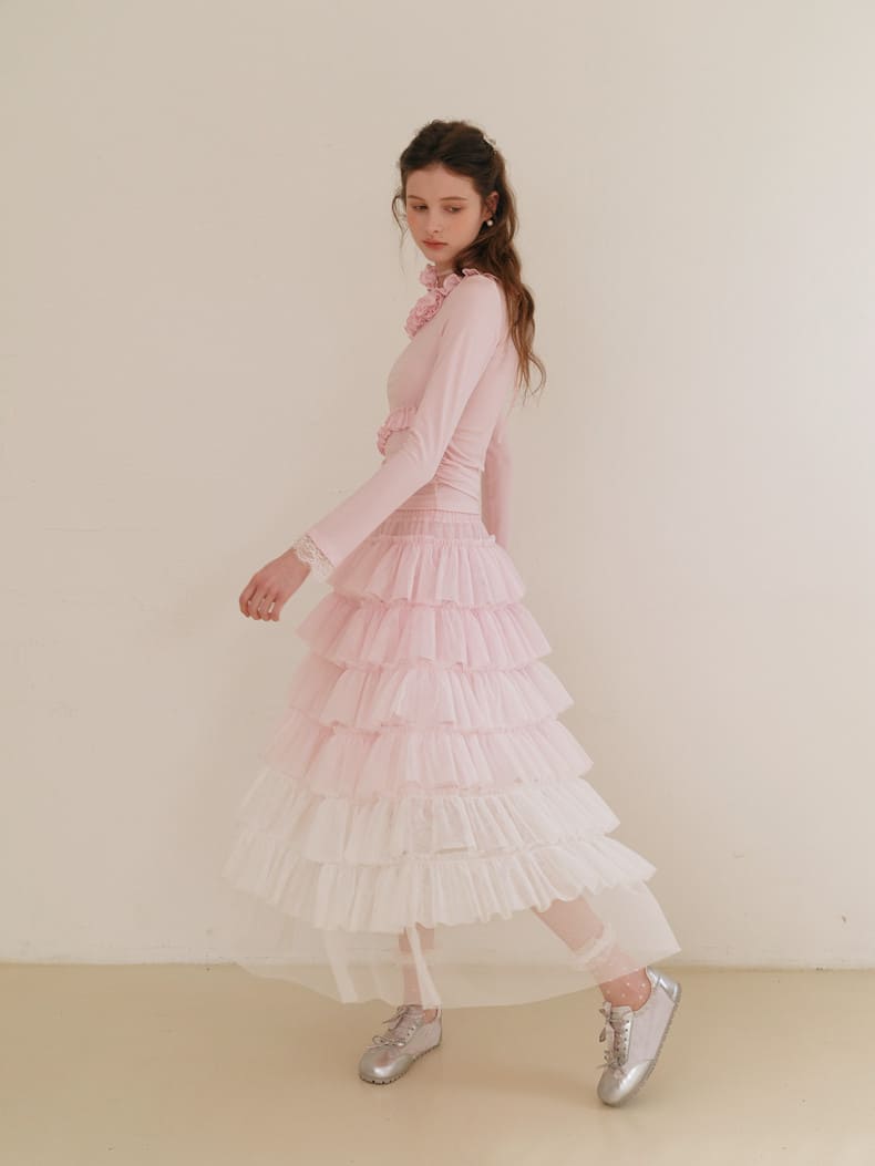 Dreamy Rose Gradient Maxi Skirt