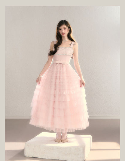 Crystal Lace Tiered Tulle Princess Dress