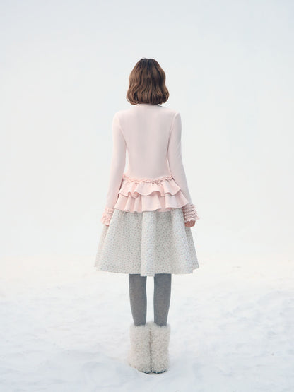 Noble Silhouette Ruffle Trim Top