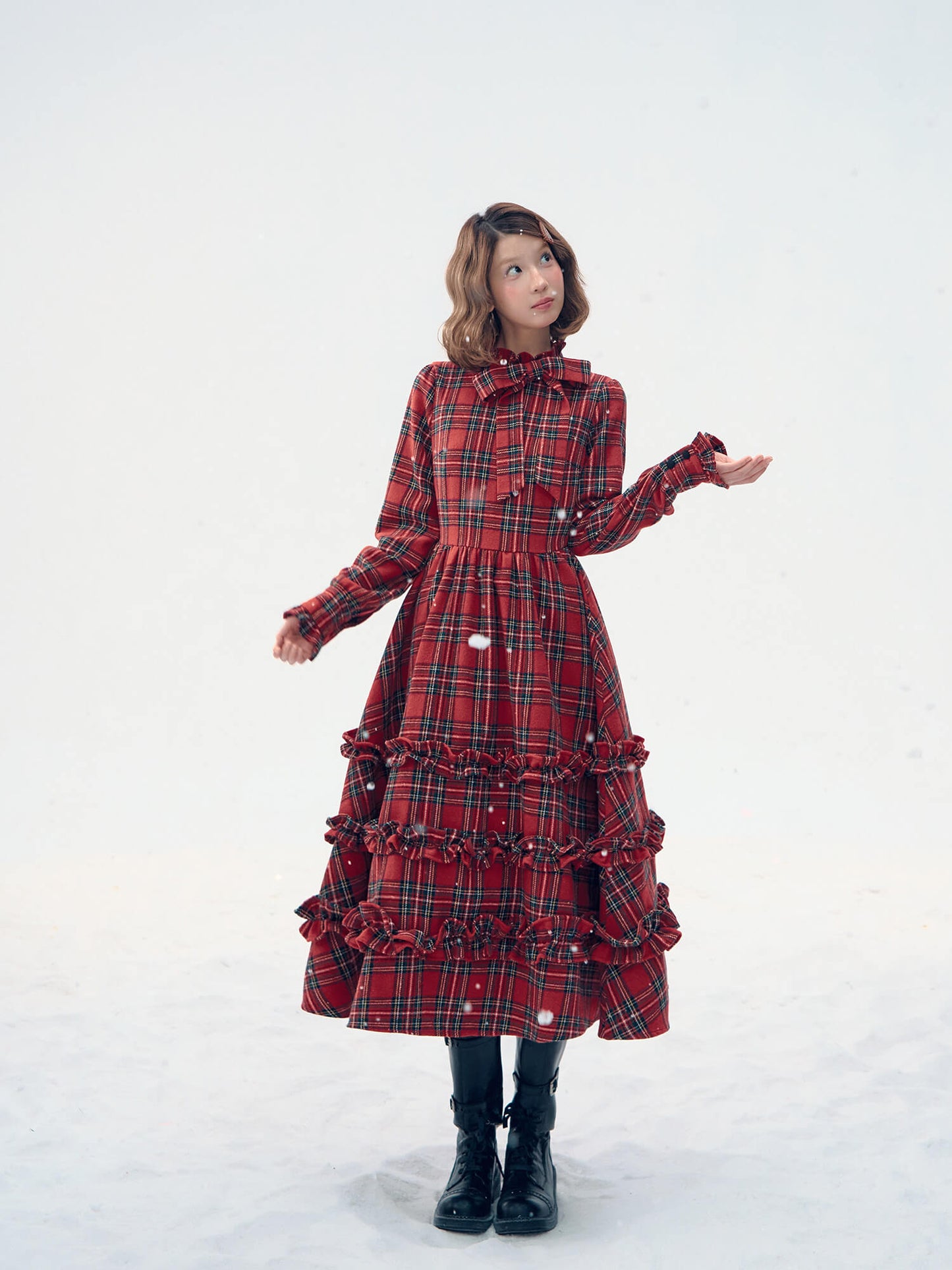 Victorian Plaid Tiered Long Dress