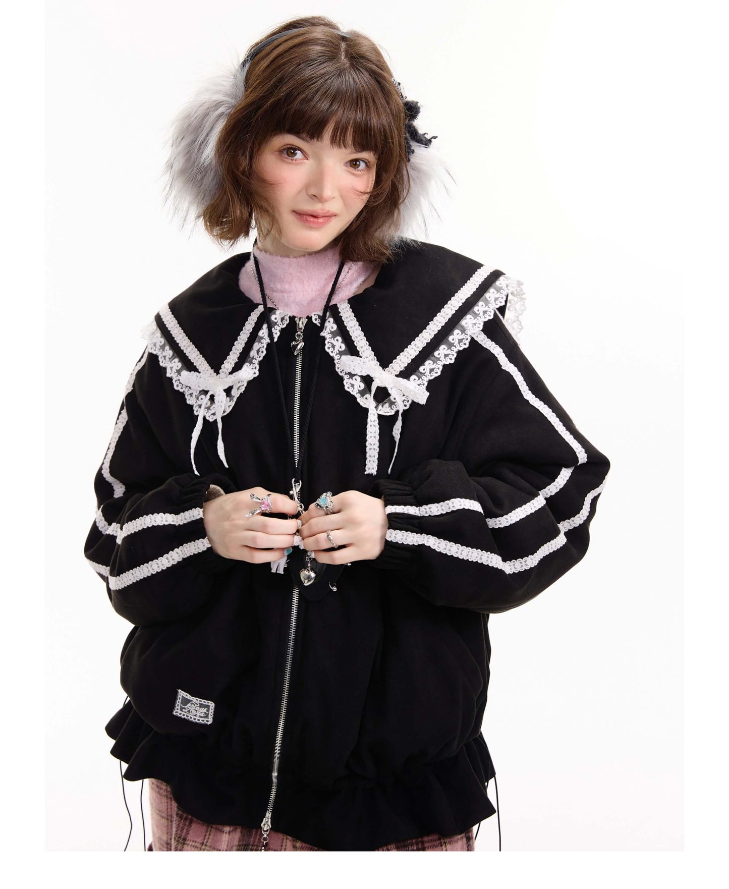 Lace Sailor Ribbon Flare Blouson