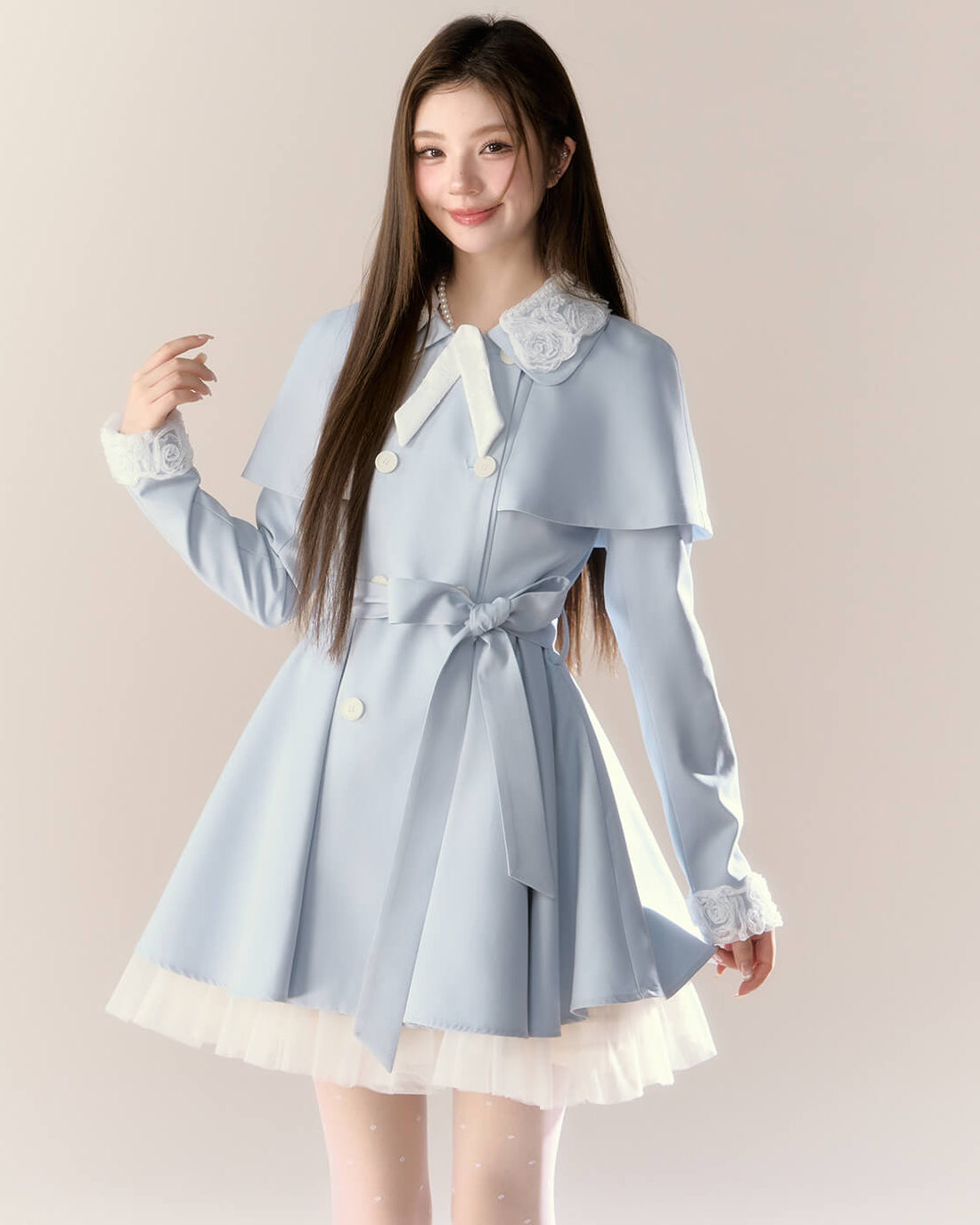 Romantic Cape Flare Dress Coat（全2色）