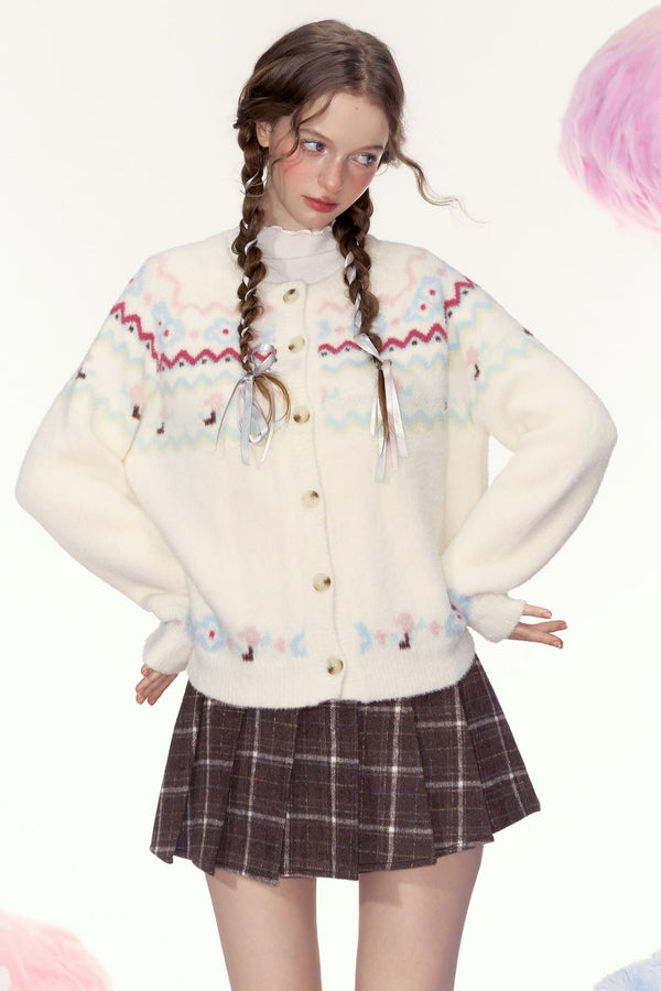 Nordic Flower Knit Cardigan