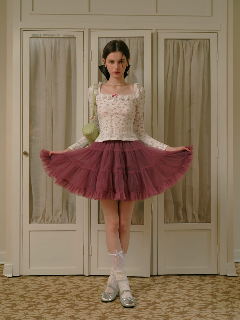 Deep Color Tiered Mini Skirt