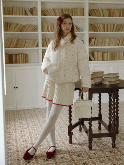 Ribbon Charm Puffy Short Coat