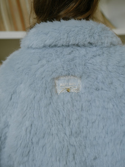 Ribbon Pastel Faux Fur Coat