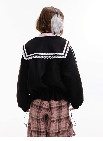 Lace Sailor Ribbon Flare Blouson