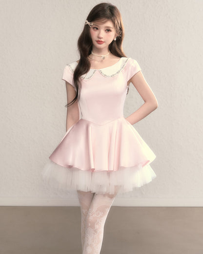 Twinkle Collar Tulle Dress（全2色）