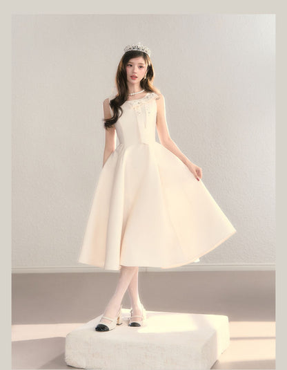 Elegant Jewel Ribbon Flare Dress