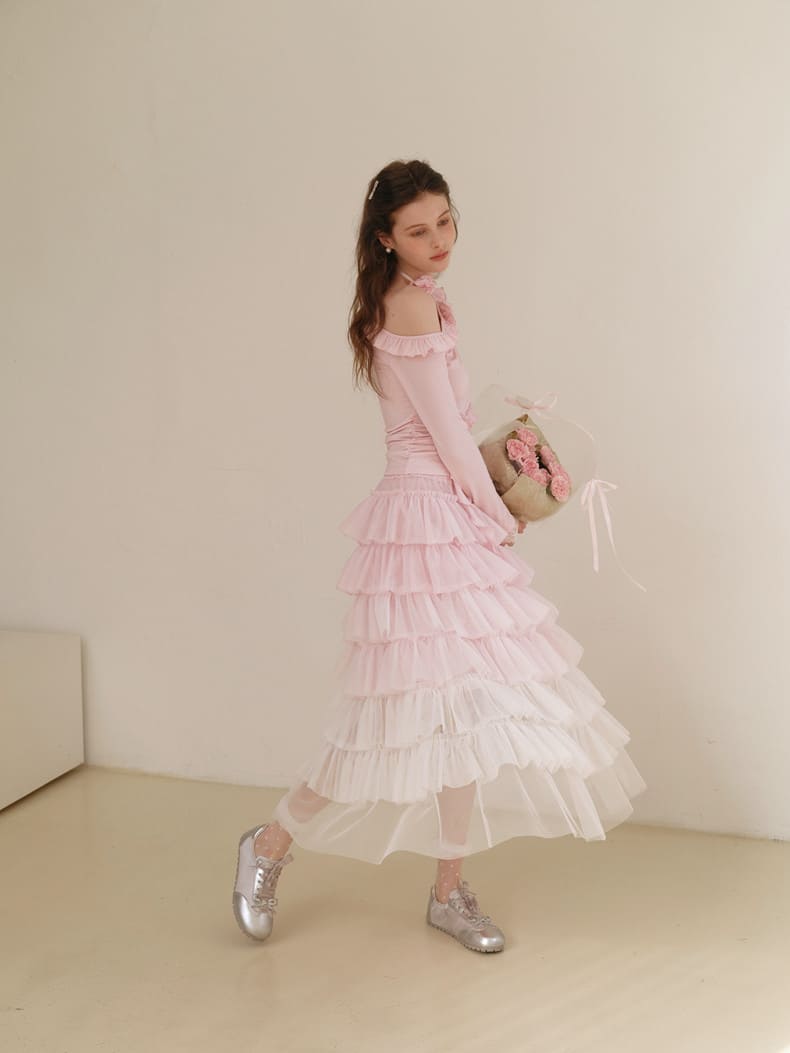 Dreamy Rose Gradient Maxi Skirt