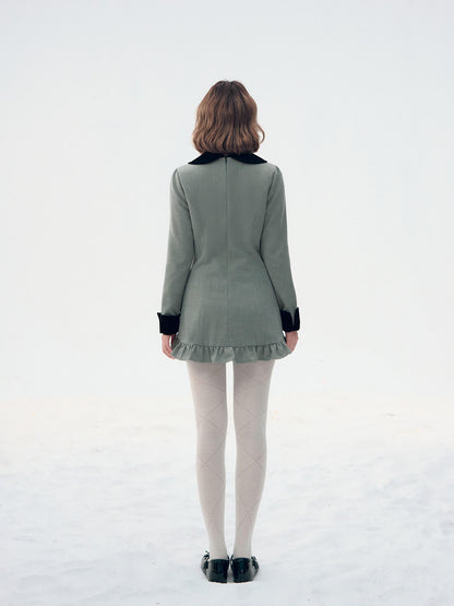 Velvet Collar Classic Frill Dress（全2色）