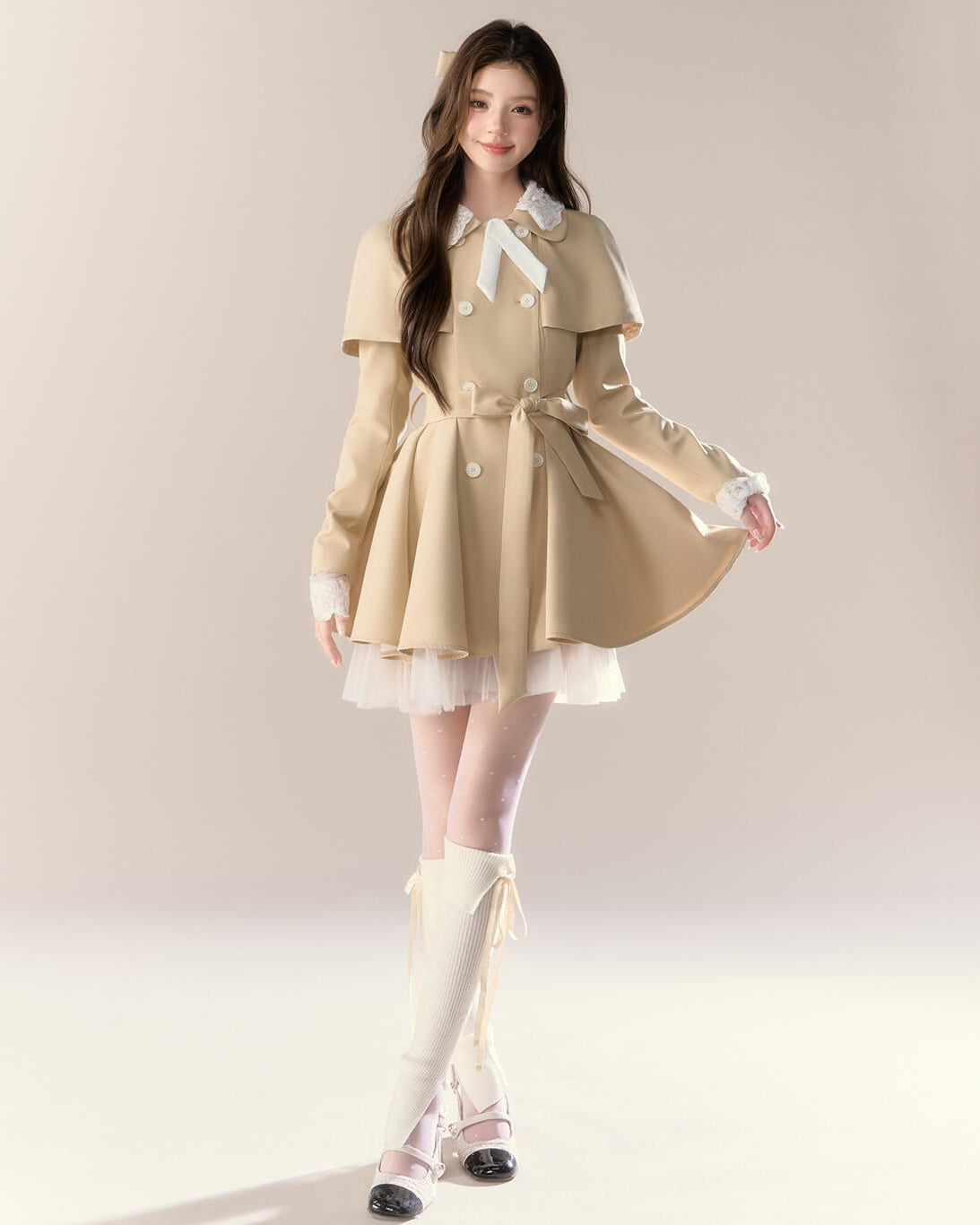 Romantic Cape Flare Dress Coat（全2色）