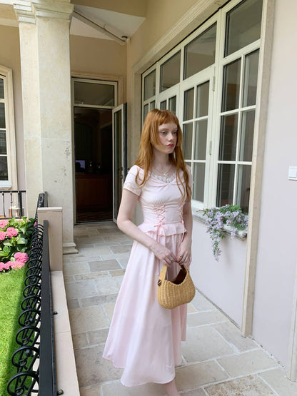 Laceup Sailor Pink Long Dress