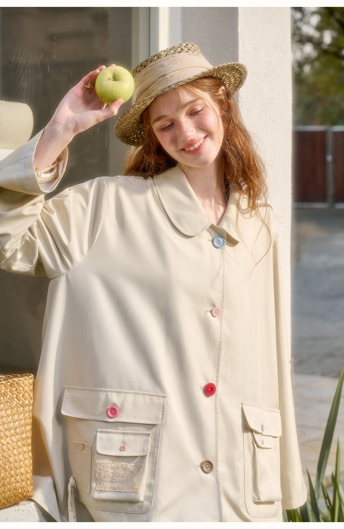 Pastel Button Patch Pocket Jacket