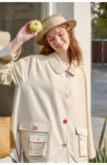 Pastel Button Patch Pocket Jacket