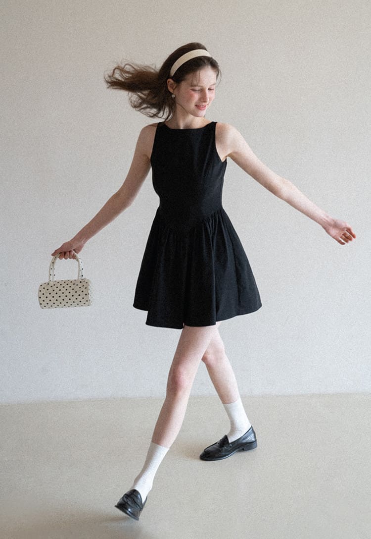 Elegant Back Ribbon Fit & Flare Mini Dress