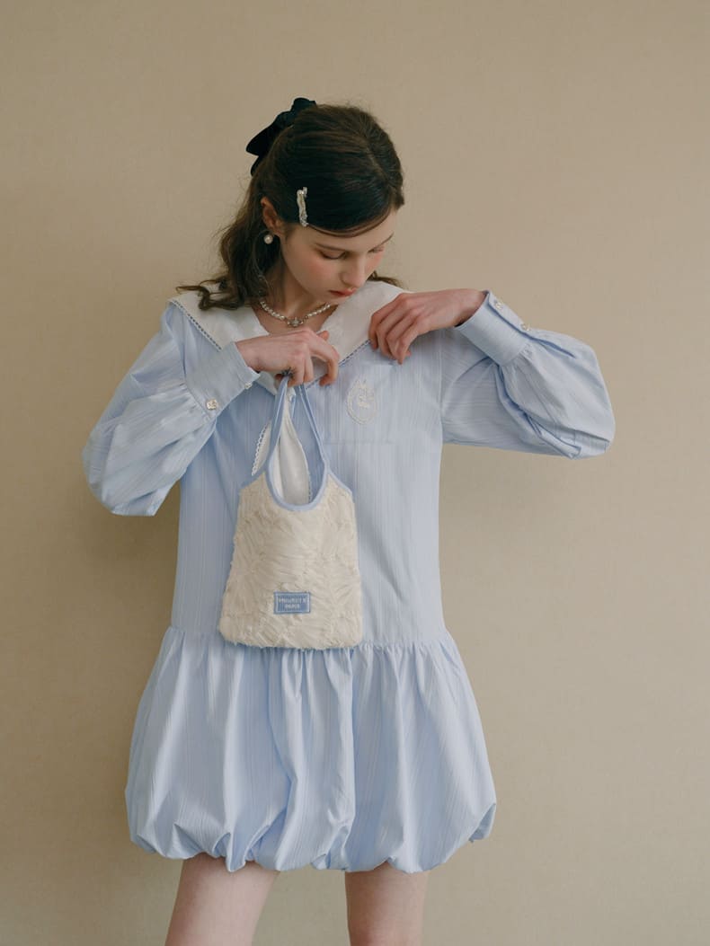 Soft Stripe Sailor Balloon Hem Dress