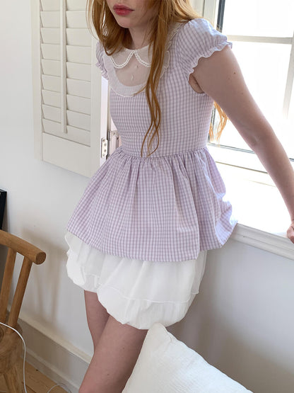 Marshmallow Check Girly Blouse