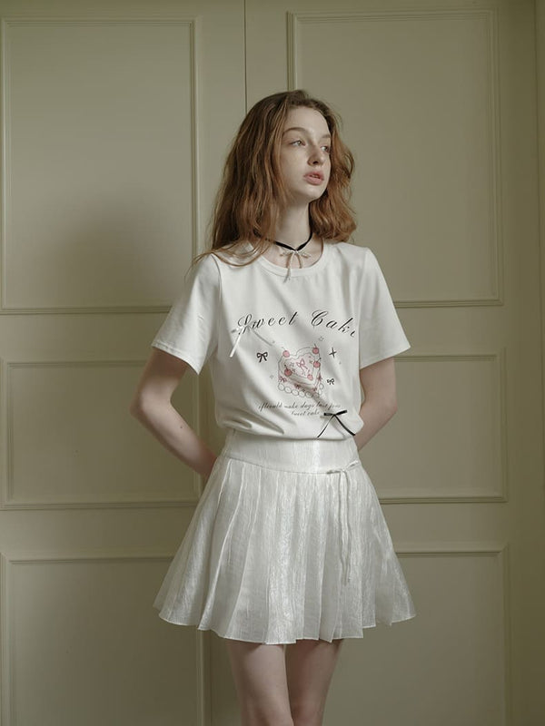 Glossy Pleated Mini Skirt