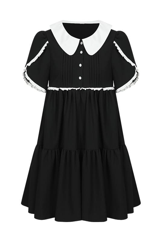 ガーリーフリルスリーブティアードワンピース（全2色）