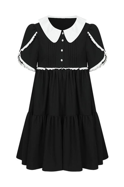 ガーリーフリルスリーブティアードワンピース（全2色）