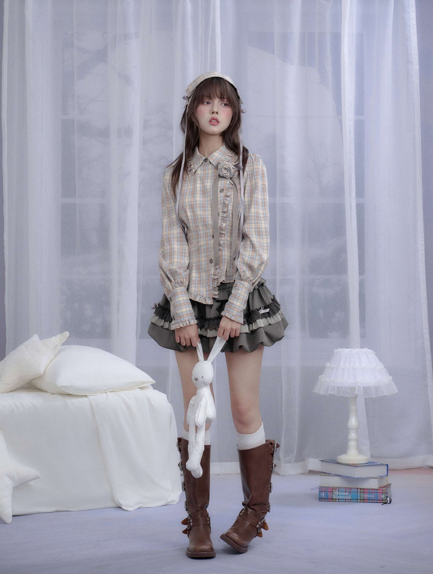Layered Ribbon Frill Mini Skirt