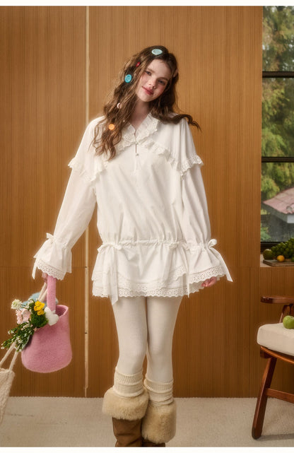 Classic Lace Collar Peplum Dress