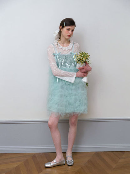 Elegant Sequin Tulle Camisole Dress