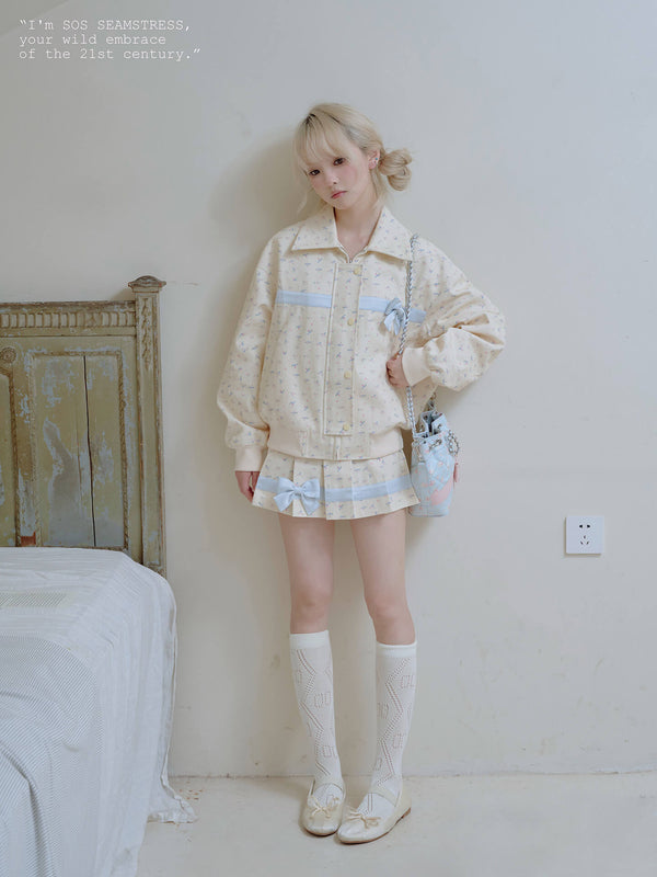 Powder Floral Classic Jacket / Skirt