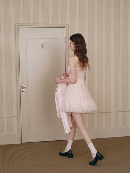 Elegance Pink Cropped Jacket / Camisole Dress