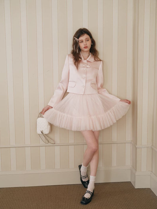 Elegance Pink Cropped Jacket / Camisole Dress