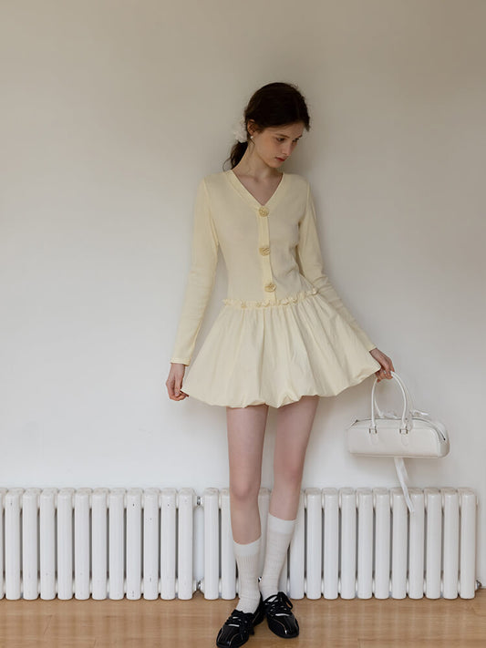 Fit Silhouette Balloon Skirt Dress