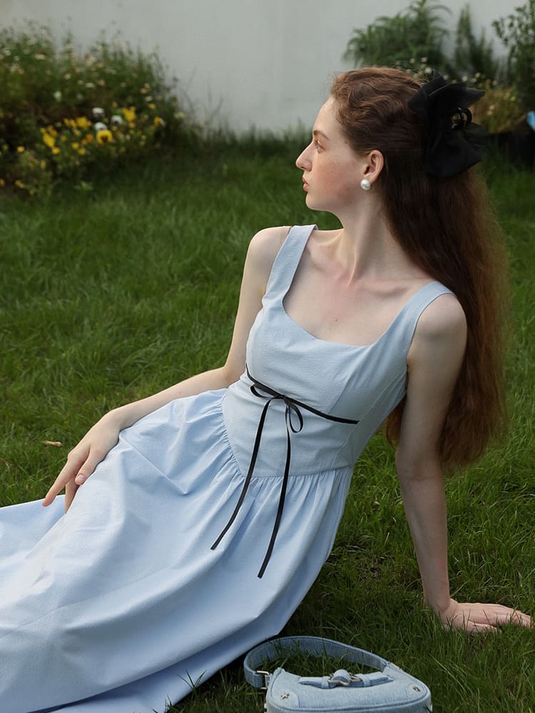 Elegant Ribbon Mode Camisole Dress（全2色）