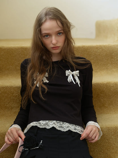 Double Ribbon Lace Accent Top