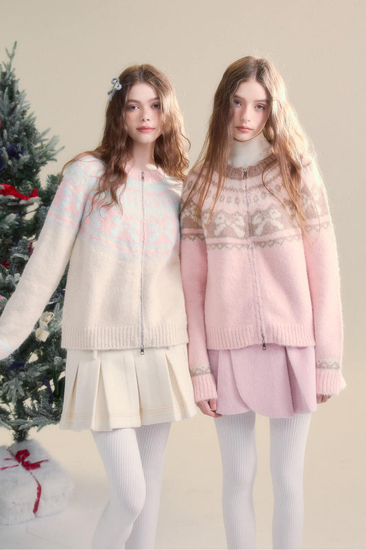 Winter Bloom Ribbon Print Knit