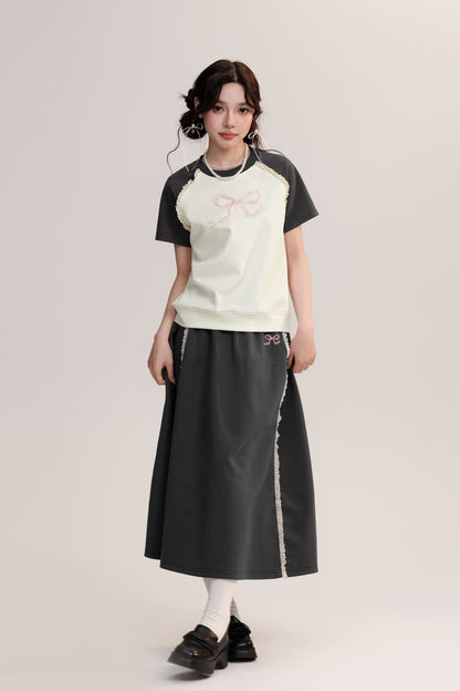 Ribbon Accent Relax Long Skirt