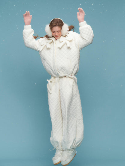 Charm Ribbon Quilted Puffer Jacket